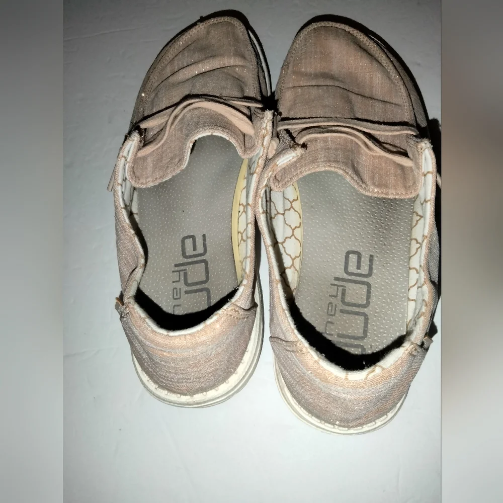 Hey Dude (Size 8) Pink Champagne Wendy Sparkle Slip-on Casual Comfort Sneakers